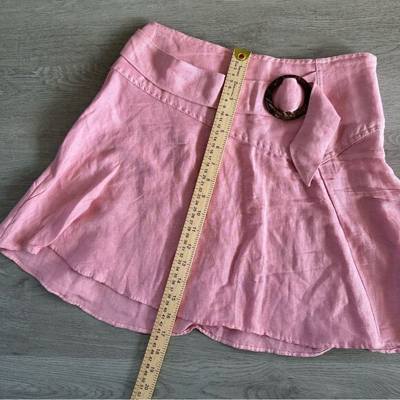 Free People Higher Ground Linen Mini Skirt Women’s Small Pink Flare - Picture 8 of 10